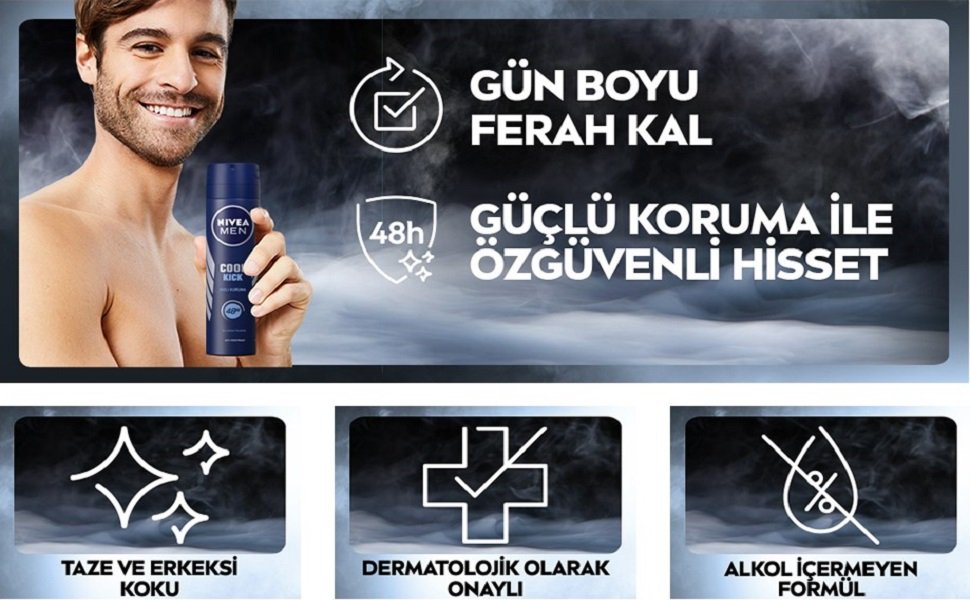 NIVEA Men Erkek Sprey Deodorant Cool Kick 150mL