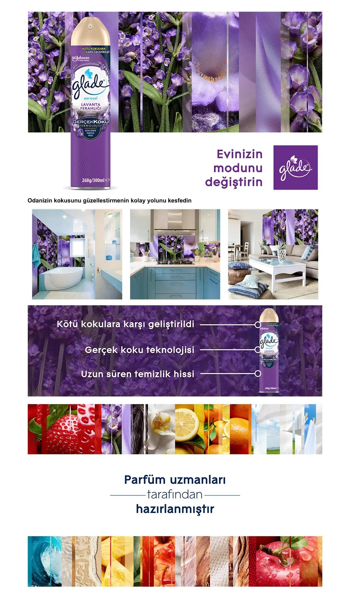 Glade Aerosol Lavanta Ferahlığı Oda Kokusu 300 ml