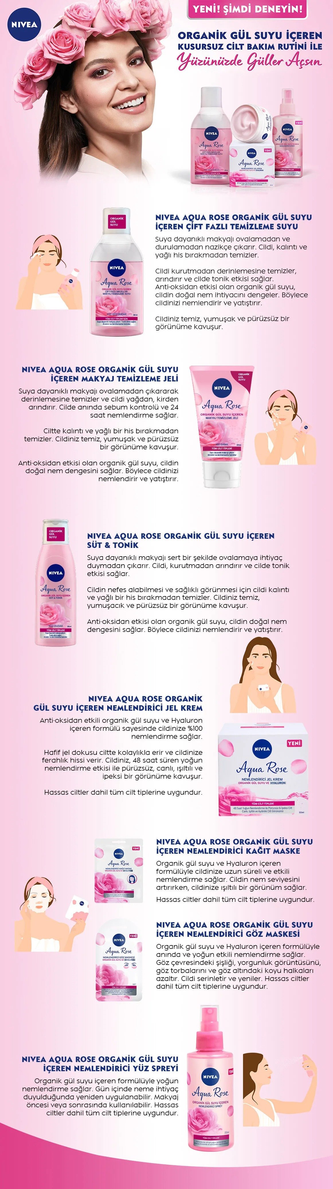 Nivea Aqua Rose Makyaj Temizleme Jeli