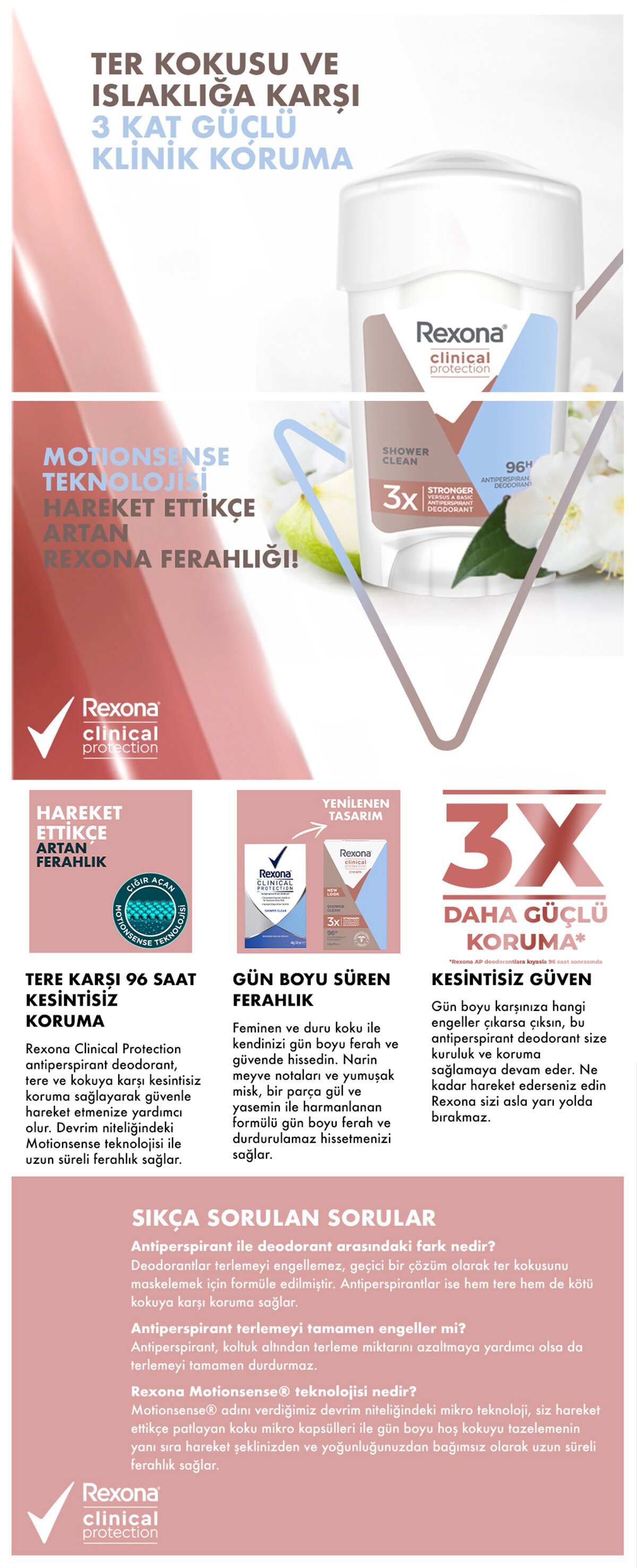 Rexona Clinical Protection Kadın Stick Deodorant Shower Clean