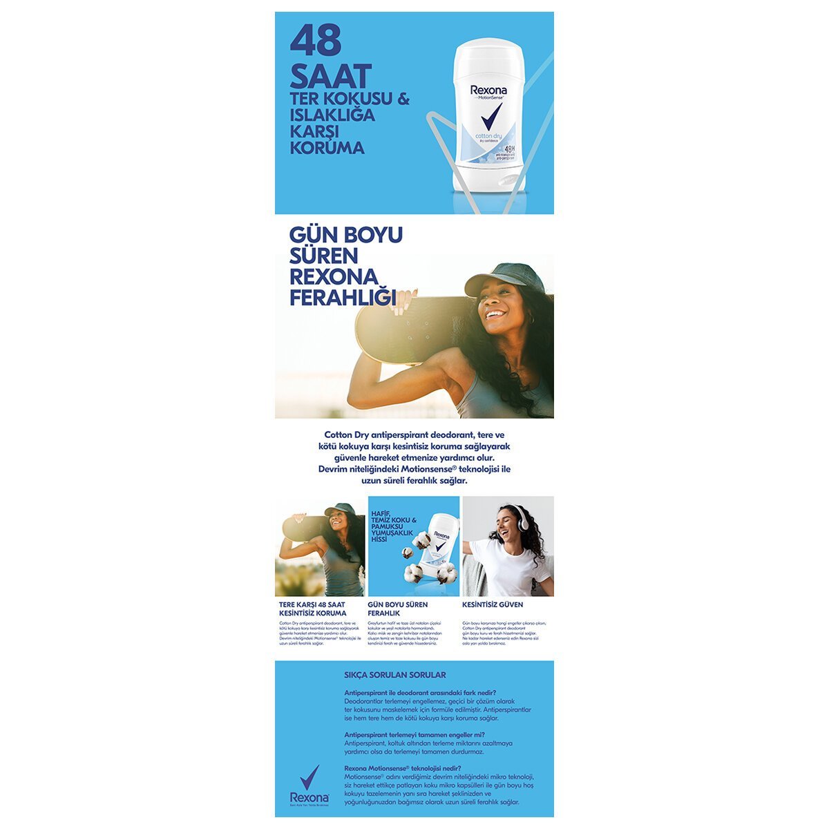 Rexona Cotton Dry MotionSense Kadın Roll On Deodorant 50ml