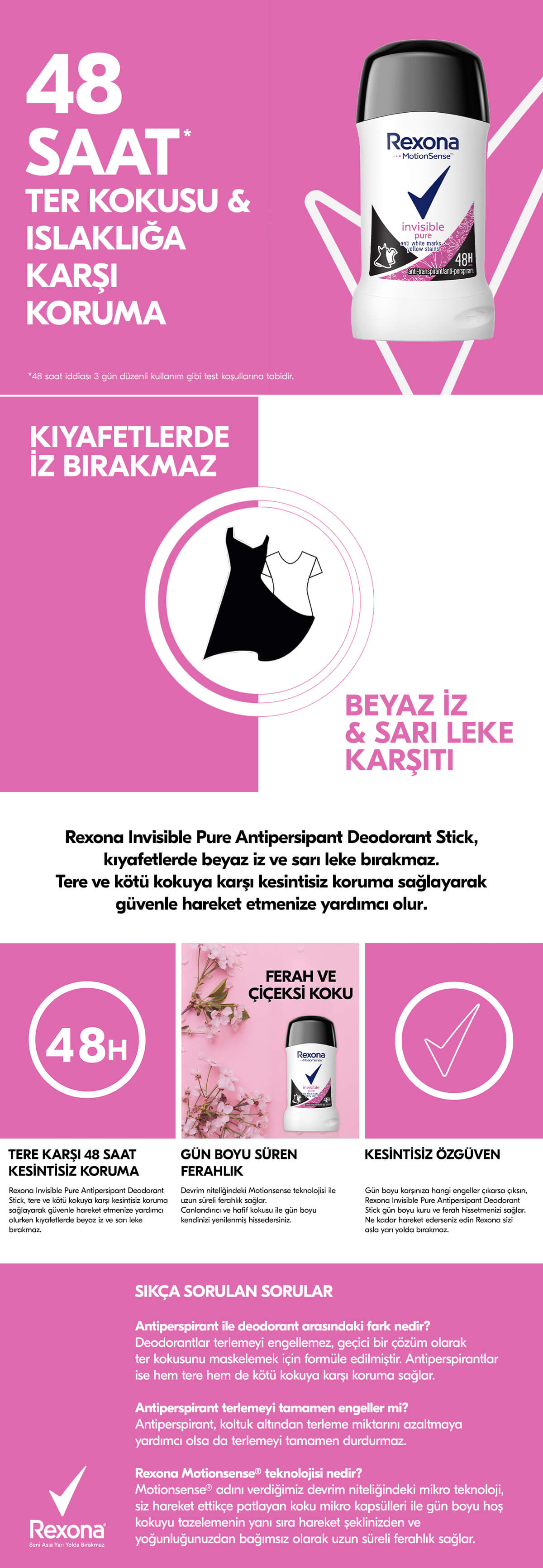 Rexona Invisible Pure MotionSense Kadın Stick Deodorant